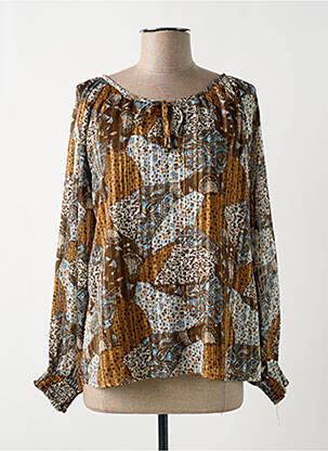 Blouse légère et transparente manches longues marron LOLA ESPELETA femme