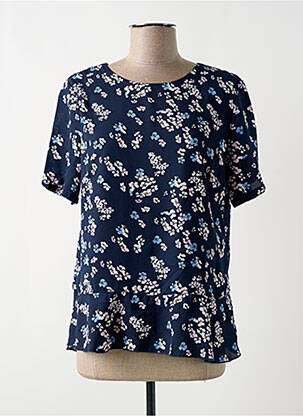 Blouse imprimé fleurs manches courtes bleu BRANDTEX femme