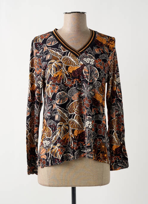 Top tissage jersey manches longues marron GRIFFON femme