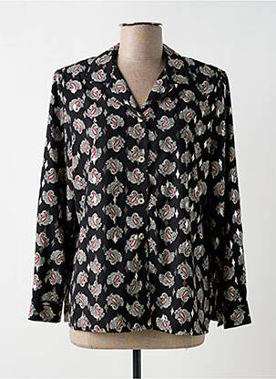Chemisier tissage crêpe manches longues noir AURORE BORÉALE femme