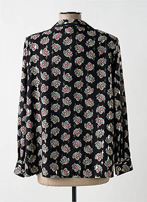 Chemisier tissage crêpe manches longues noir AURORE BORÉALE femme