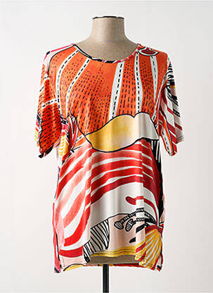 T-shirt imprimé fantaisie manches courtes orange QUATRE VINGT JOURS femme
