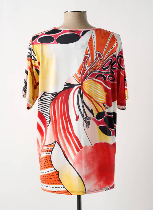 T-shirt imprimé fantaisie manches courtes orange QUATRE VINGT JOURS femme