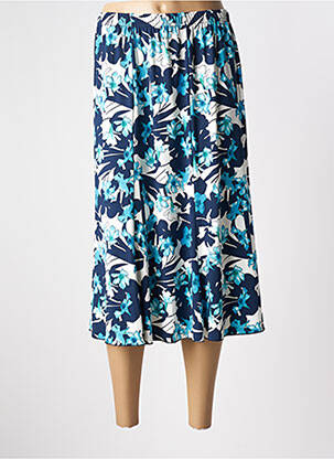 Jupe mi-longue stretch bleu QUATRE VINGT JOURS femme