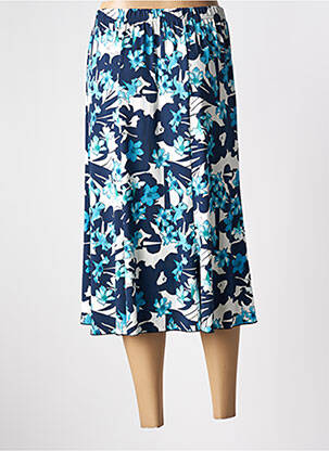Jupe mi-longue stretch bleu QUATRE VINGT JOURS femme
