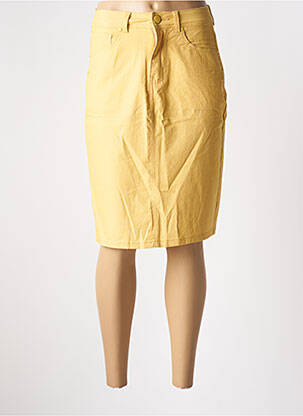Jupe mi-longue coupe droite jaune GRIFFON femme