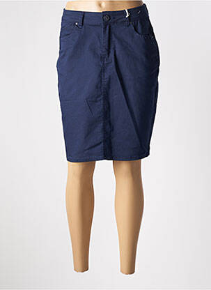 Jupe mi-longue stretch bleu QUATRE VINGT JOURS femme
