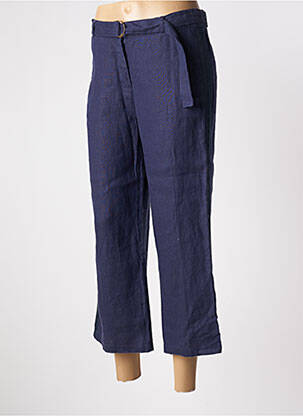 Pantacourt coupe droite taille haute bleu JULIE GUERLANDE femme