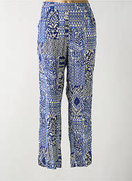 Pantalon droit tissage crêpe taille normale bleu JULIE GUERLANDE femme