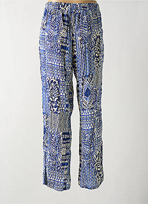 Pantalon droit tissage crêpe taille normale bleu JULIE GUERLANDE femme