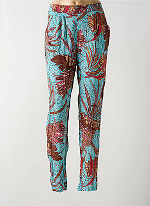 Pantalon slim taille élastique taille haute bleu JULIE GUERLANDE femme