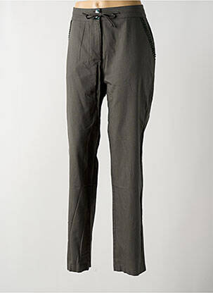 Pantalon chino fermeture zippée sous rabat boutonné taille normale vert GRIFFON femme