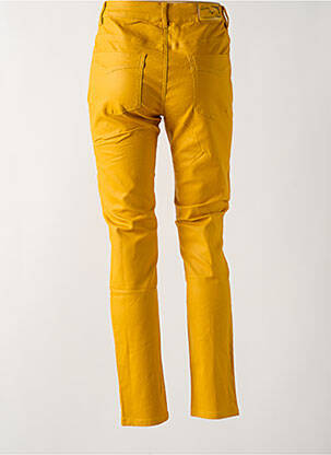 Pantalon slim tissage enduit taille normale jaune QUATRE VINGT JOURS femme