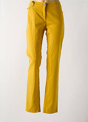 Pantalon slim tissage popeline taille normale jaune VOODOO femme