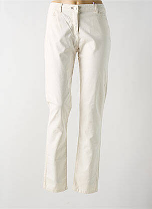 Pantalon slim tissage popeline taille normale beige JULIE GUERLANDE femme