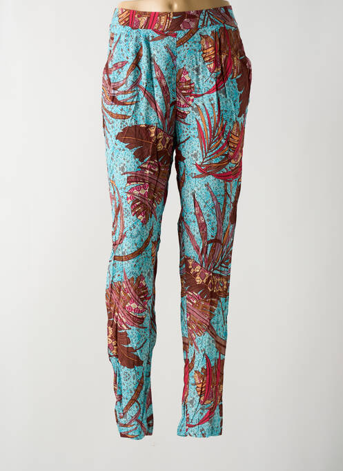 Pantalon slim taille élastique taille haute bleu JULIE GUERLANDE femme