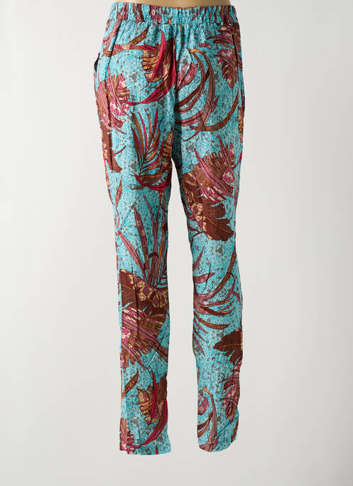 Pantalon slim taille élastique taille haute bleu JULIE GUERLANDE femme