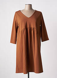 Robe mi-longue manches 3/4 manches 3/4 marron OTTANTOTTO femme