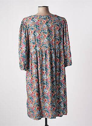 Robe mi-longue imprimé fleurs manches 3/4 bleu LOLA ESPELETA femme