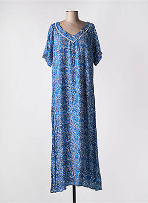 Robe longue imprimé fantaisie manches courtes bleu LOLA ESPELETA femme