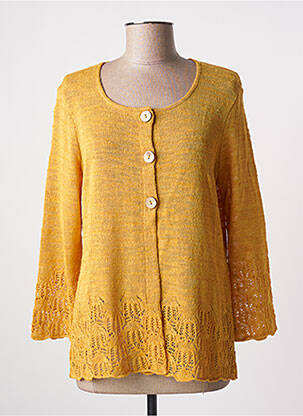 Gilet manches longues col rond jaune 3020975020983 femme