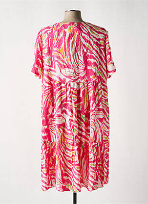 Robe mi-longue imprimé fantaisie manches courtes rose OTTANTOTTO femme