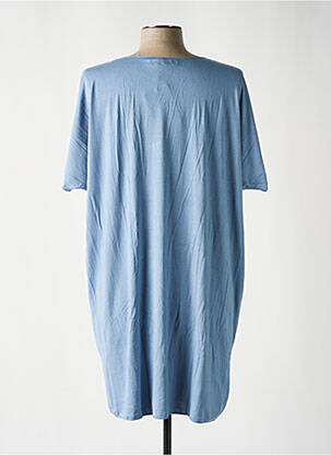 Robe mi-longue coupe fluide manches courtes bleu OTTANTOTTO femme