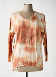 Pull col v manches longues orange MADE IN ITALY femme