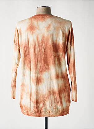 Pull col v manches longues orange MADE IN ITALY femme
