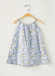 Robe courte tissage popeline fines bretelles bleu PETIT BATEAU fille