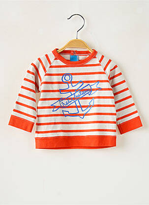 Pull maille fine manches longues orange PETIT BATEAU garçon