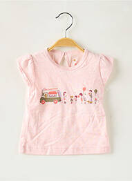 T-shirt fermeture boutonnée au dos manches courtes rose PETIT BATEAU fille