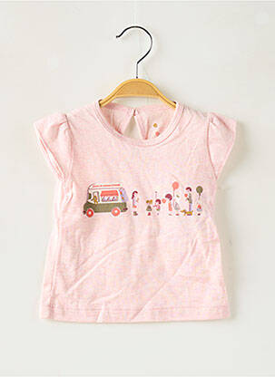 T-shirt fermeture boutonnée au dos manches courtes rose PETIT BATEAU fille