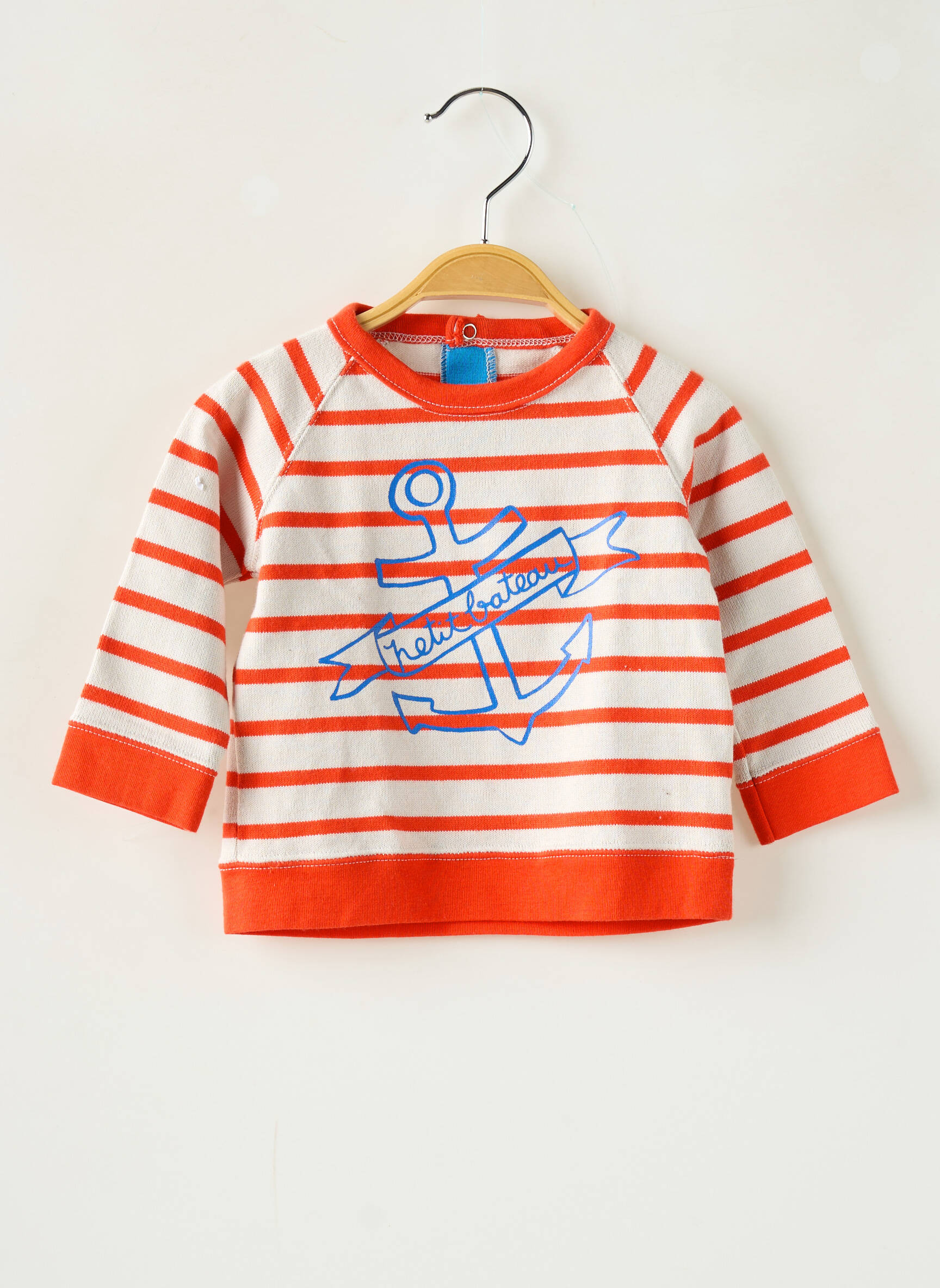 Pull maille fine manches longues orange PETIT BATEAU garçon