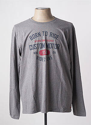 T-shirt tissage chiné manches longues gris MSN homme