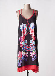 Robe mi-longue coupe fluide fines bretelles noir MASSANA femme