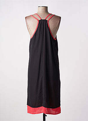 Robe mi-longue imprimé fleurs fines bretelles noir MASSANA femme