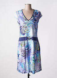 Robe mi-longue manches courtes manches courtes bleu MASSANA femme