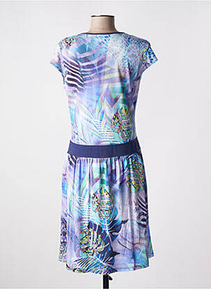 Robe mi-longue manches courtes manches courtes bleu MASSANA femme