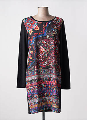 Robe courte manches longues manches longues noir MASSANA femme