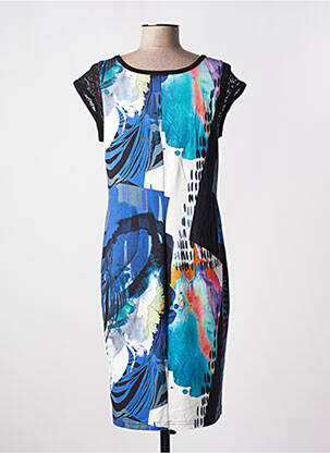 Robe mi-longue imprimé fantaisie manches courtes bleu TELMAIL femme