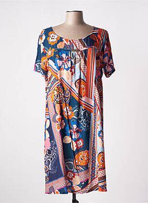 Robe mi-longue coupe fluide manches courtes orange MASSANA femme