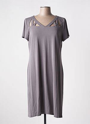 Robe mi-longue manches courtes manches courtes gris MASSANA femme