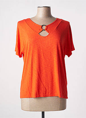 T-shirt col v manches courtes orange TELMAIL femme