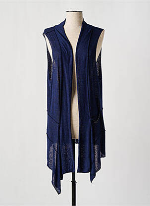 Gilet sans manche col châle bleu FRANCK ANNA femme