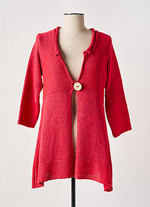 Gilet manches longues maille souple et aérée rouge OLIVER JUNG femme