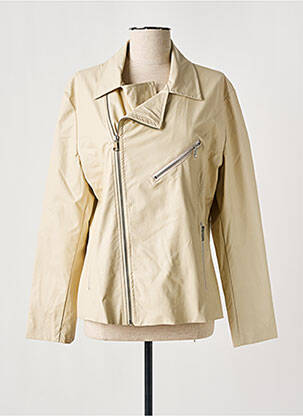 Veste simili cuir poches beige SOPHIA CURVY femme