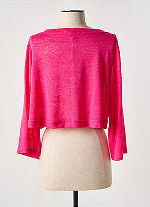 Gilet manches longues col rond rose FRANCK ANNA femme