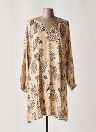 Robe mi-longue coupe fluide manches longues beige CISO femme