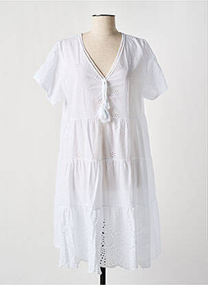 Robe mi-longue blanc COULEURS DU TEMPS pour femme